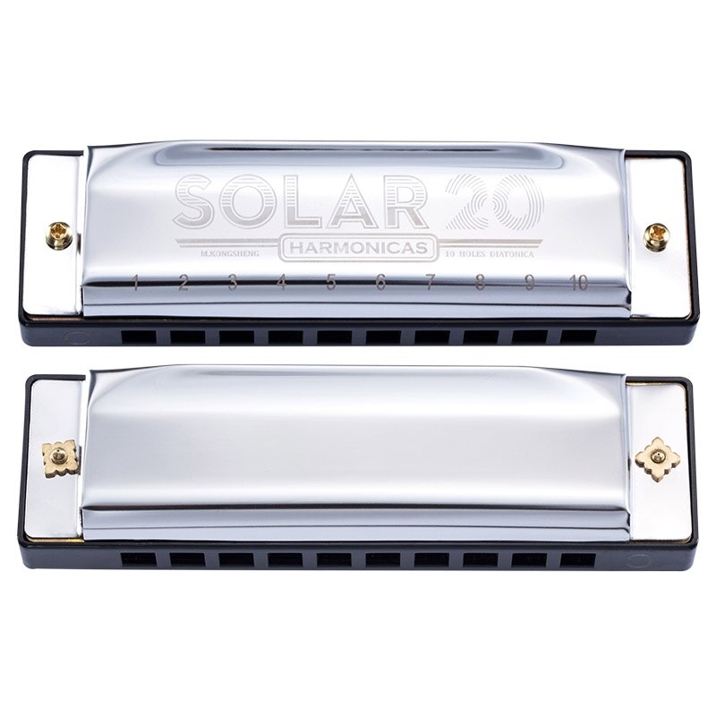 KONGSHENG Diatonic Harmonica - 10 Holes Blues Harp - Key of C - Brass Reeds - Beginner Instrument: Light Gray