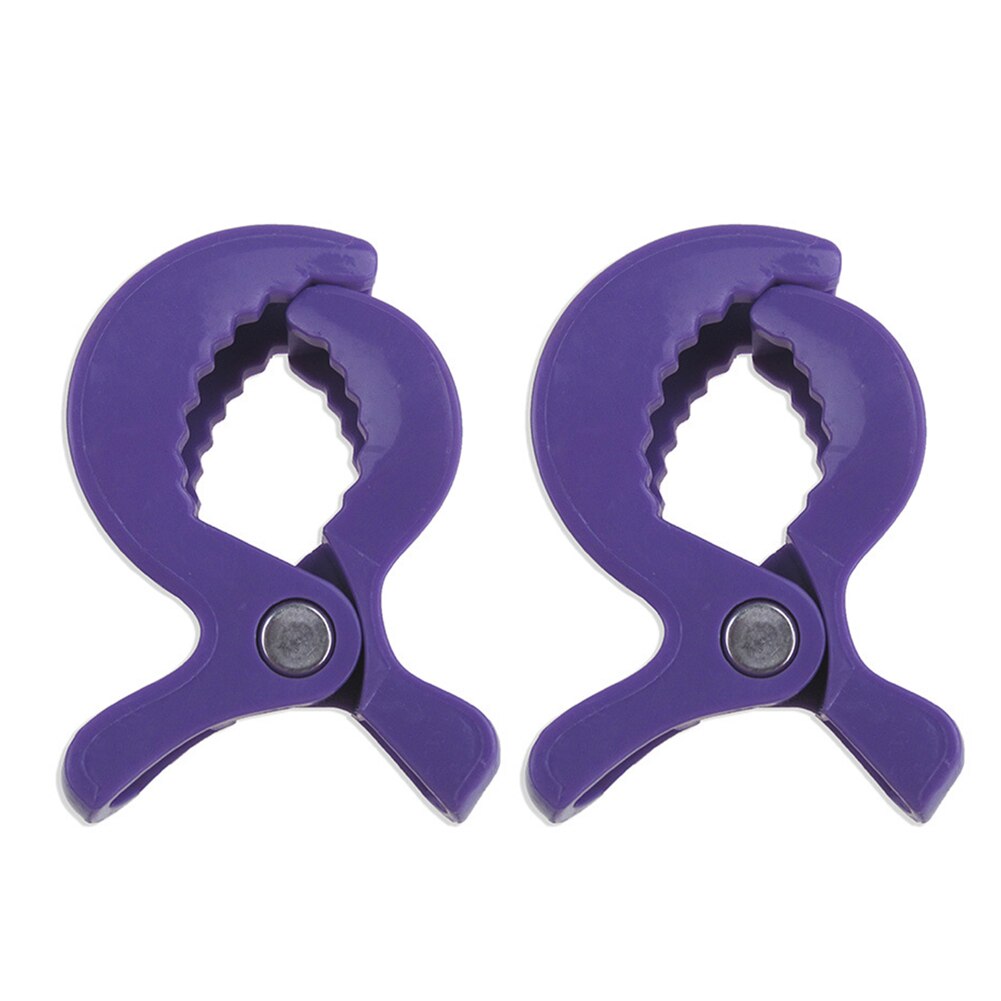 Pinza de cocodrilo para cochecito de bebé, 2 uds., Clip portátil para cochecito, gancho para asiento de coche de bebé, Clips, accesorios de cochecito de bebé: Morado