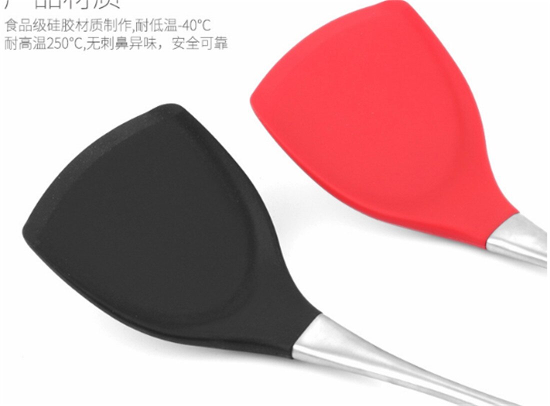cibo grado silicone Spatola in Acciaio Inox Maniglia tornitore non-bastone Pieghevole Pesce pancake Pala Spatola Strumenti di Cottura