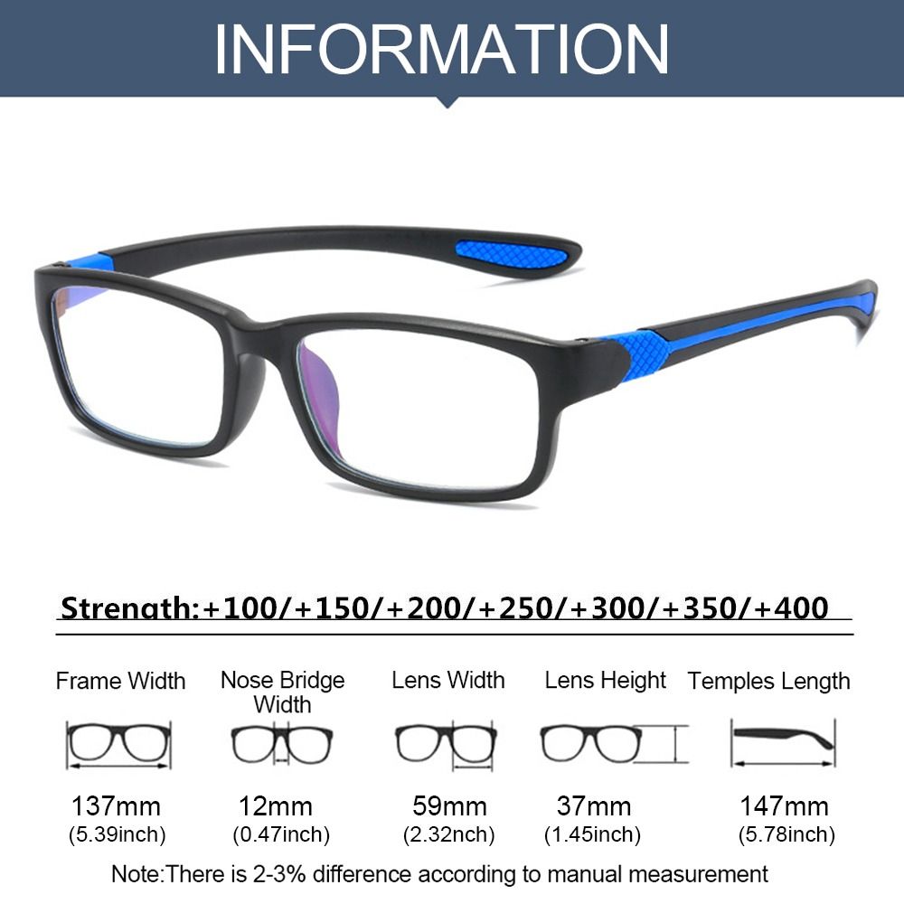 Gafas de lectura ultraligeras TR90 para hombres, lentes ópticas con bloqueo de luz azul para presbicia, hipermetropía + 1,0 + 1,5 + 2,0 + 3