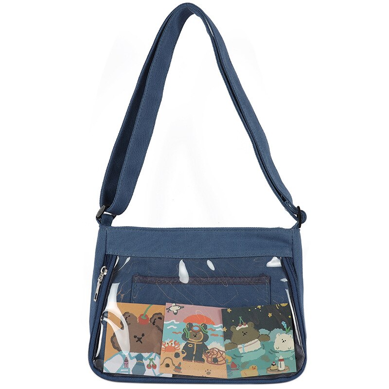 Ita Bag Clear Crossbody Tas Voor Tiener Meisjes Japanse Transparant Canvas Kleine Schouder Ita Tas 4 Kleuren Mooie Tas h217: blue