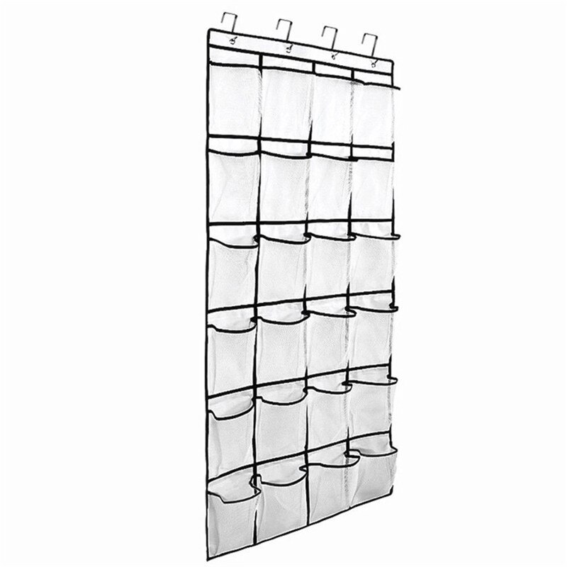 12/24Pocket Over the Door Shoe Organizer Hanging Organizers Space Saver Rack Hanging Storage Hanger: White 24 Pocket