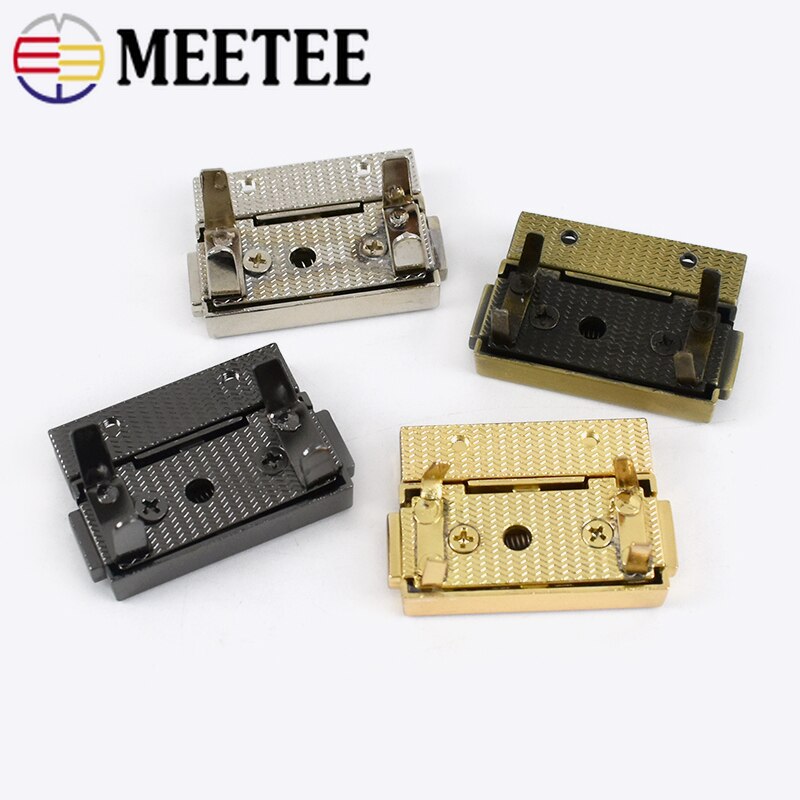 2/4pcs Meetee 38x29mm Rectangular Metal Press Push Locks Women Bag Spring Lock Snap Decorative Clasps Closure DIY Accessories