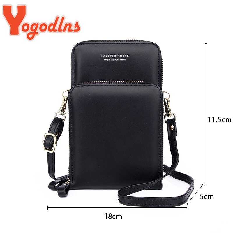Yogodlns, bandolera pequeña para mujer, bandolera de cuero PU, Minibandolera multifunción, bolso de doble capa para teléfono móvil