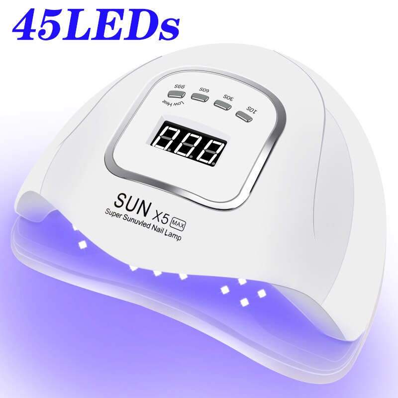 Lámpara LED UV para secado de uñas en Gel acrílico, con modo de bajo calor, Sensor inteligente, máquina de manicura para salón de manicura, 66LED, novedad: 45LEDs-X5M / UK