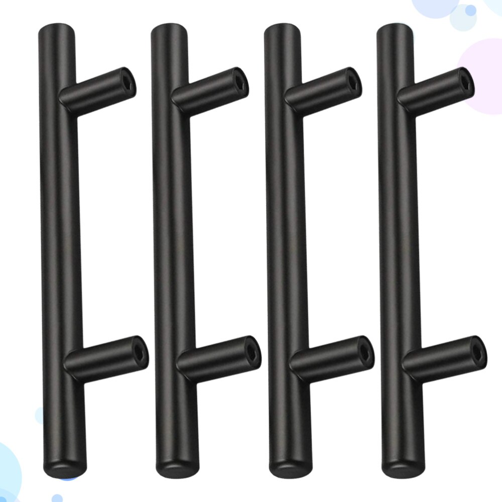 Poignées de porte et tiroirs en acier inoxydable, 4 pièces, disponible en noir, idéal pour placard de cuisine: Black