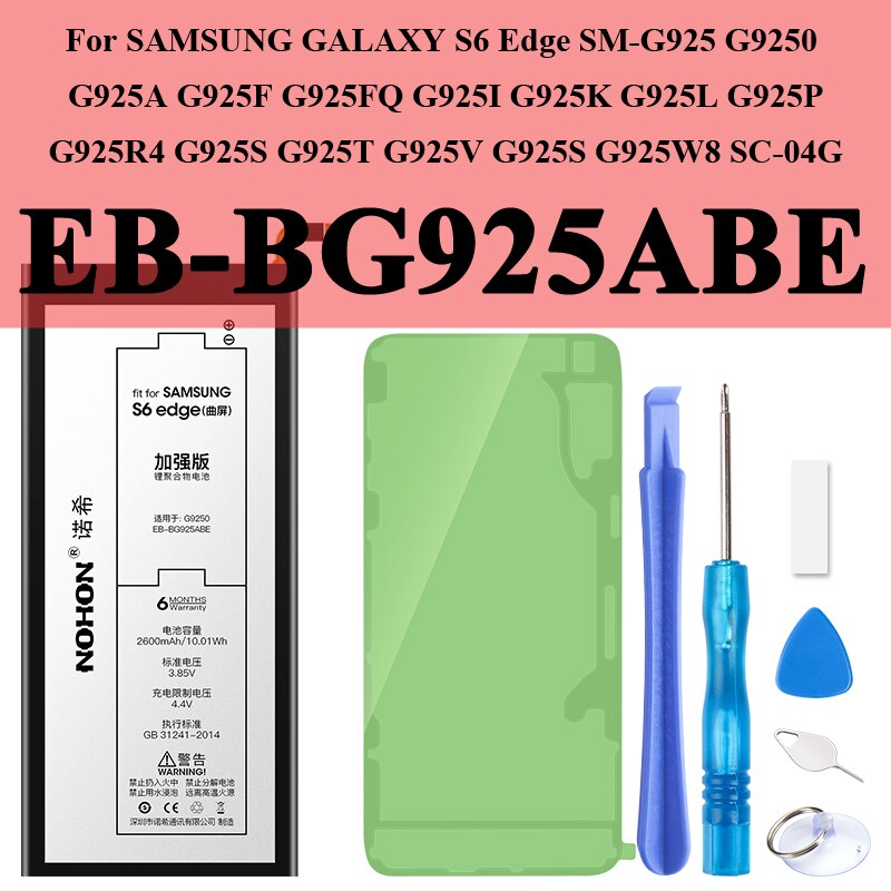 Nohon-batería para Samsung Galaxy Note 3, 2, 8 Edge, 4, Note3, B800BE, S3, S4, S5, S6, S7, S8 +, S9 +, S10 Plus, Edge, Note 8, Note 4: For S6 Edge