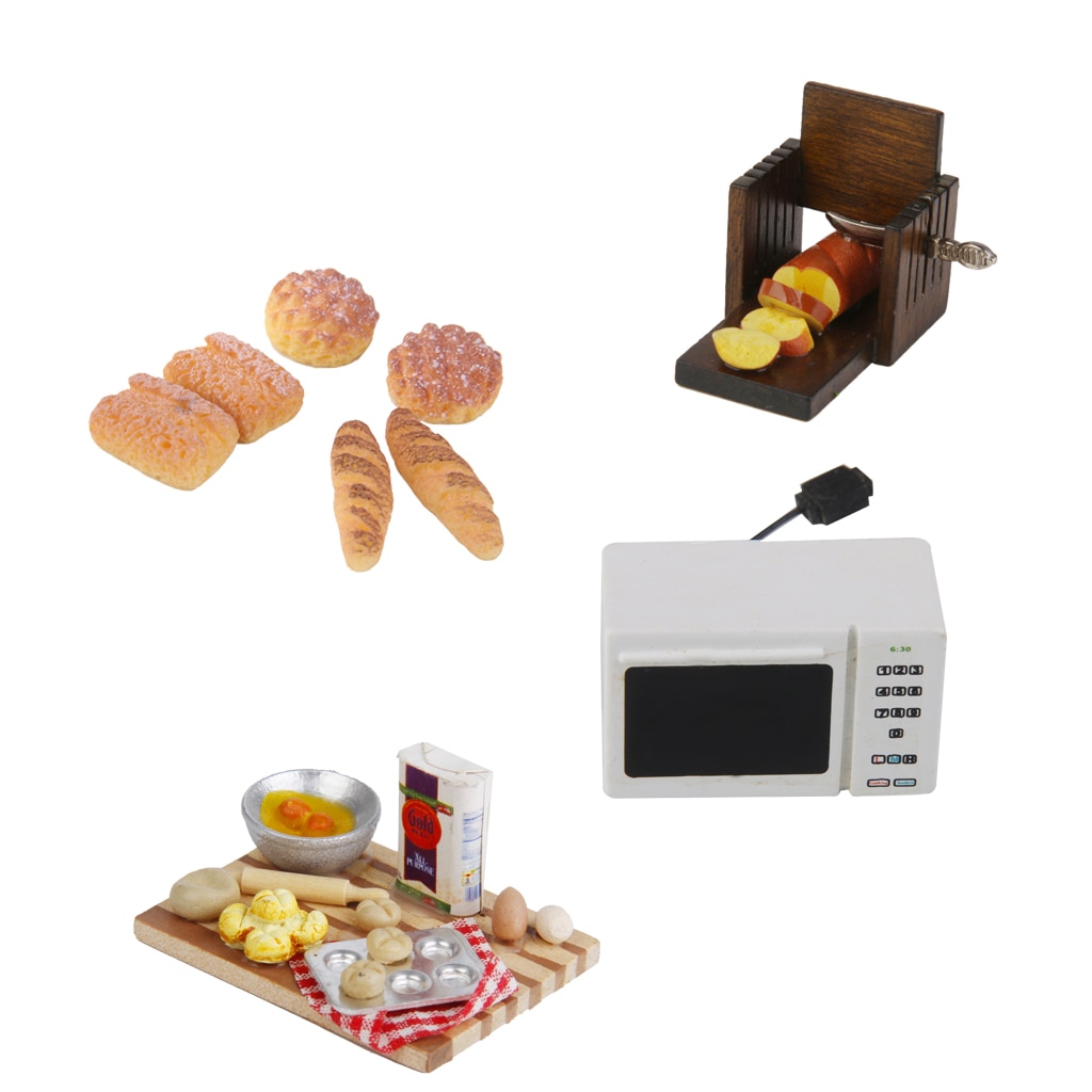 6pcs 1/12 Miniature Bread Toast for Dolls House Kitchen Food Bakery Pastry Accessories
