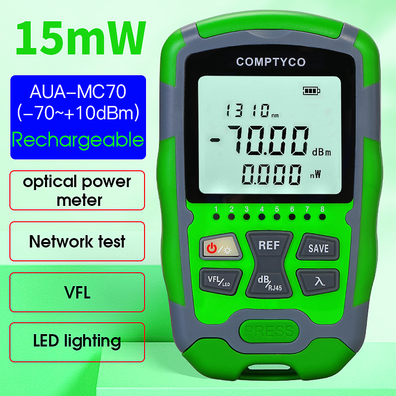 COMPTYCO AUA-MC70 Optical Power Meter 4 in 1 Multifunction Fiber Network Cable Tester Visual Fault Locator 1-50MW(optional): Pink