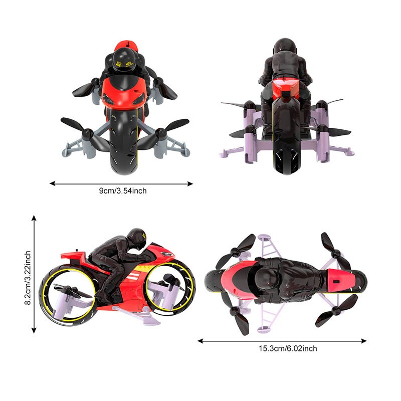 Rc land-air dual mode flyve motorcykel legetøj fjernbetjening fire-akset motorcykel fly crash-resestant