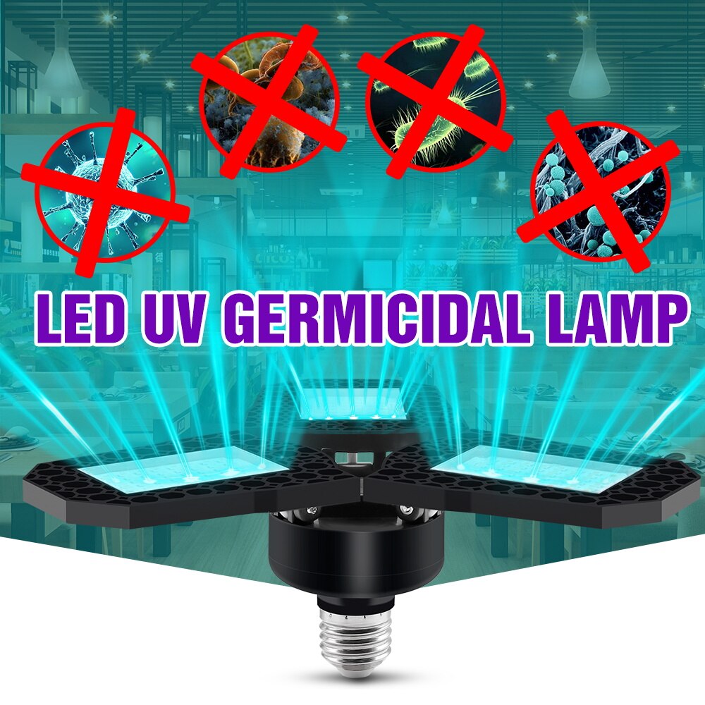 E27 Led UVC Germicidal Lamp 220V UV Sterilizer Led Bulb 110V Ozone Ultravioleta Led Light 40W 60W 80W Bactericidal Home Lampara: E27 60W
