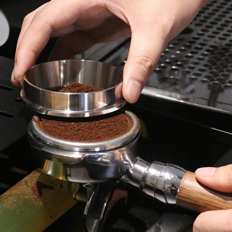 Anillo de dosificación de acero inoxidable de 51mm, tazón para elaborar café en polvo para embudo de Espresso Barista