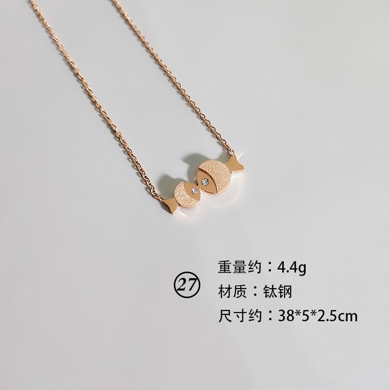 koreanische Vintage Edelstahl Rose Gold Halskette Für Frauen Sterne Mond Geometrische Kette Halskette Schmuck Zubehör: 27