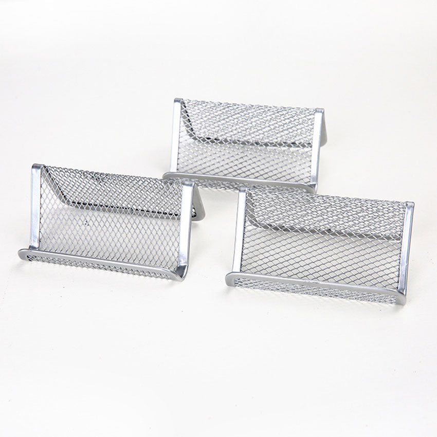 Business Cards Holder Desktop Iron Mesh Rack Rust-proof Name Card Collection Case Company Department Office Suppliy