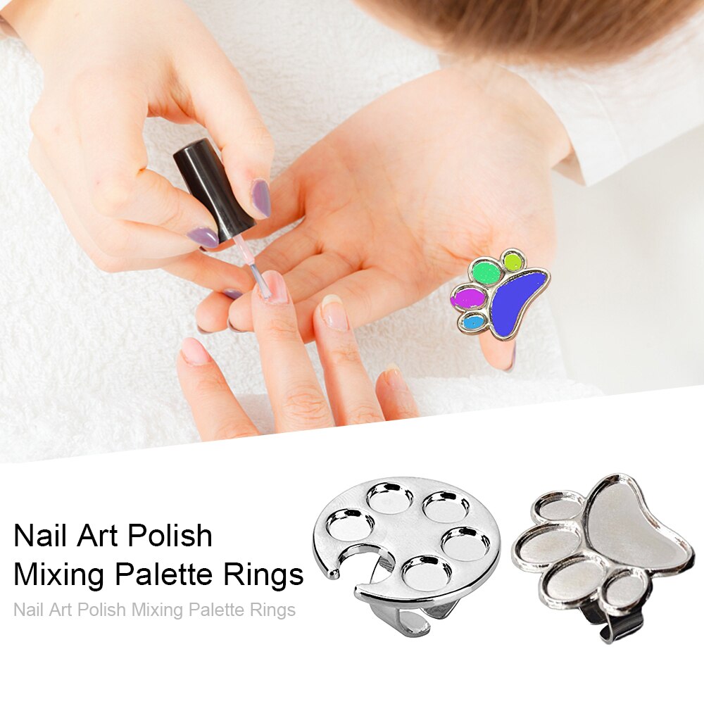 2 Stuks Nail Art Polish Holder Nail Art Palet Ringen Mengen Acryl Uv Gel Polish Schilderen Tekening Kleur Palet Manicure gereedschap