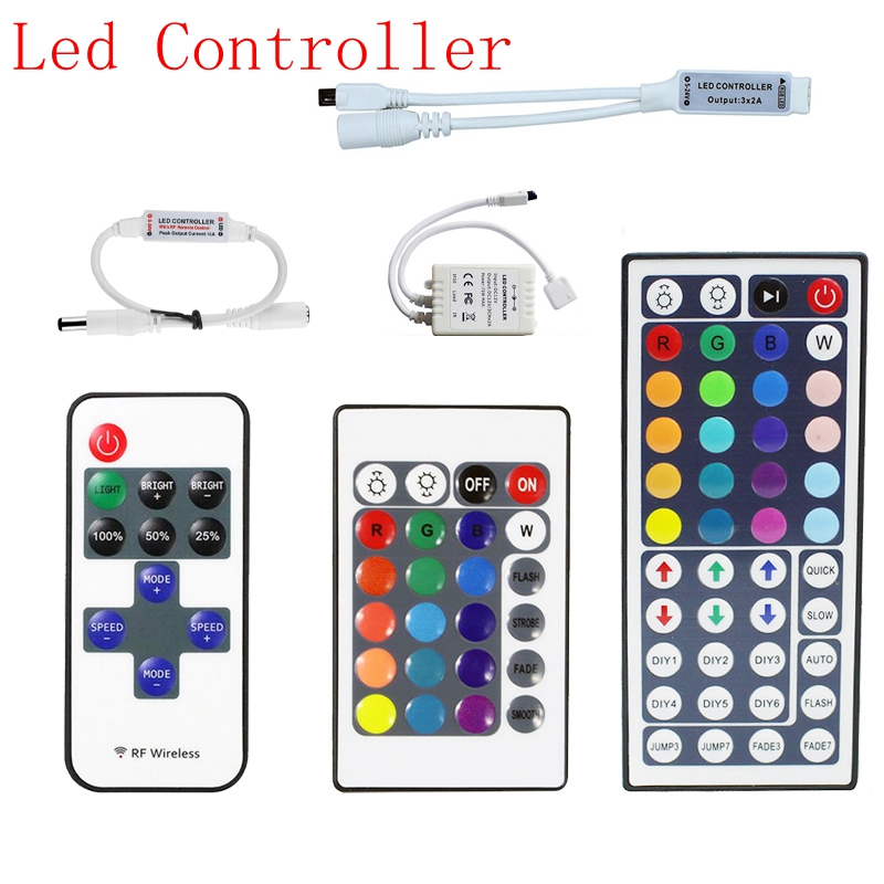 Enkele RGB Led Controller DC 12V 24key Doos 44key 11 toetsen 17key Mini Afstandsbediening Dimmer voor SMD 3528 5050 2835 Led Strip Licht