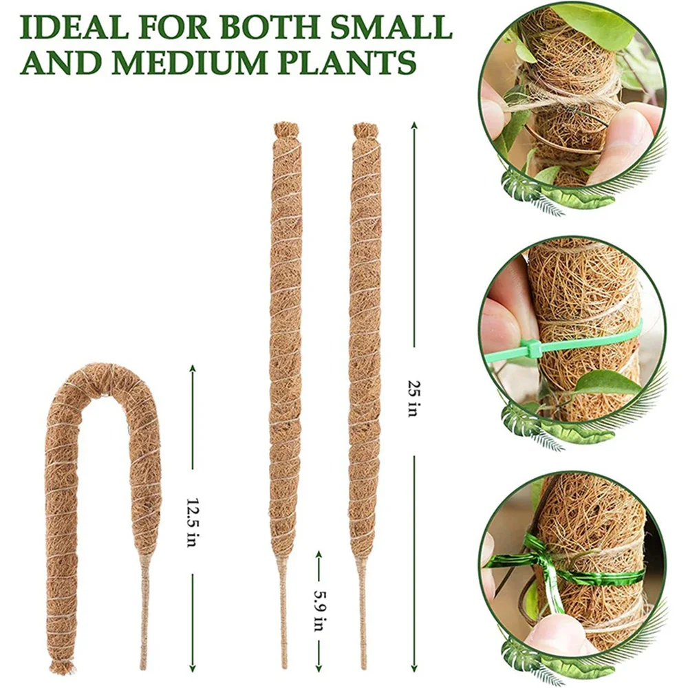 Poste de musgo para plantas trepadoras de interior, enredaderas para cultivar plantas hacia arriba, soporte para plantas con lazos de jardín, 60/70/80/90/100/110/120CM, 1 unidad