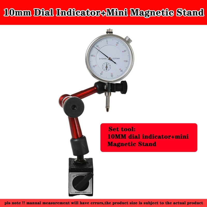 Mini 10mm dial indikator magnetisk stativ base holder dial test komparator til udstyrskalibrering: 2 stk sætværktøj