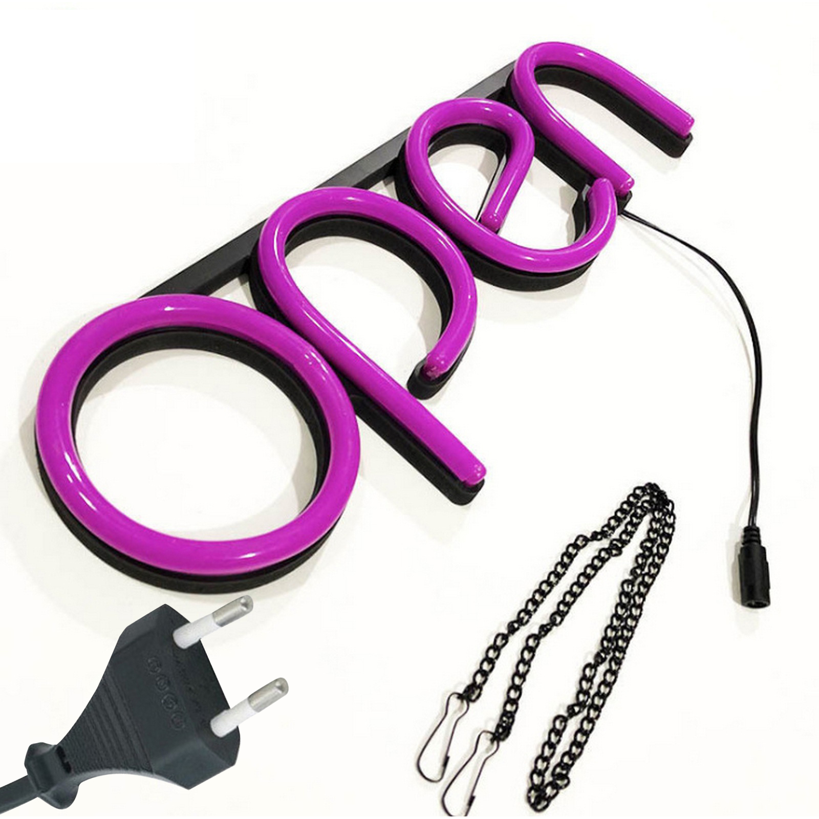 Store Window Displaying Ultra Bright Hanging Chain Restaurant Door Bar Visual Sign Lamp Artwork Decorative Neon Light Led Open: pink EU Plug