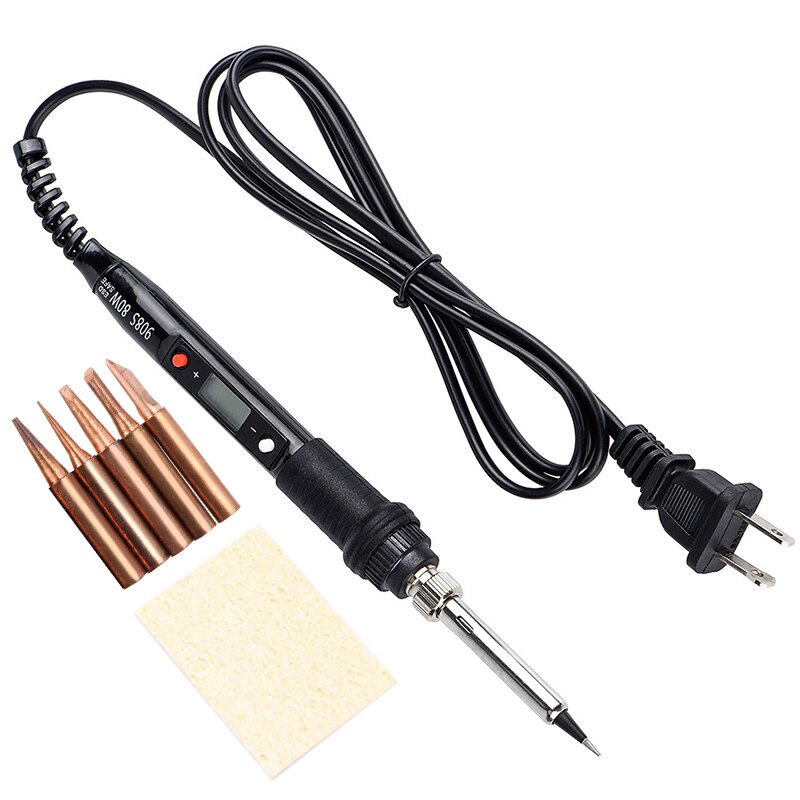 220V EU 80W Soldering Iron LCD Digital Display Temperature Adjustabl Electric Solder Iron Set Welding Rework Station Repair Kit: F