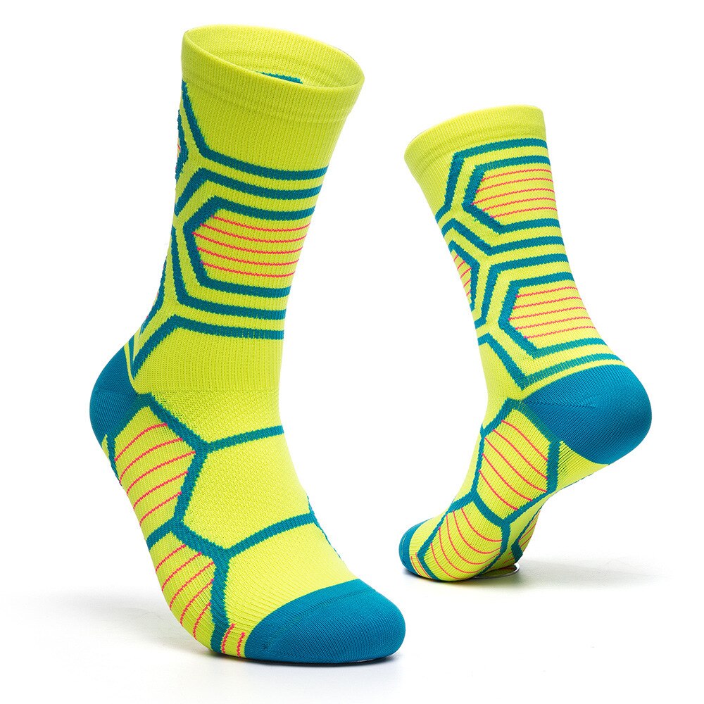 1 Pair Unisex Cycling Socks Breathable Shock Absorption Toe Protective for Sports: fluorescent yellow