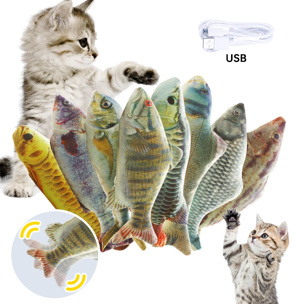 Pet Soft Electronic Fish Shape Cat Toy Electric USB Charging Simulation Fish Toys Funny Cat Chewing Playing Supplies Dropshiping