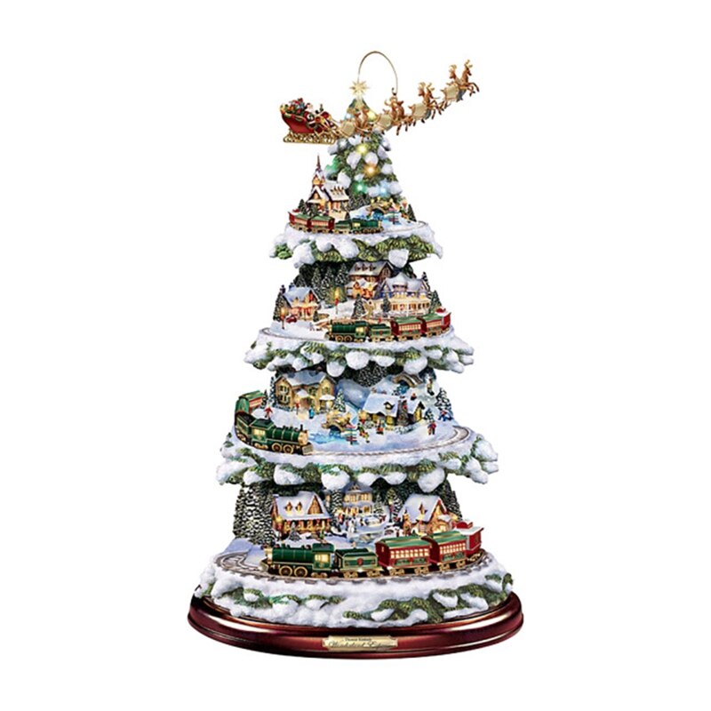 Christmas Tree Rotating Sculpture Train Decorations Paste Window Paste Stickers Christmas Decor Doll Hang Decorations