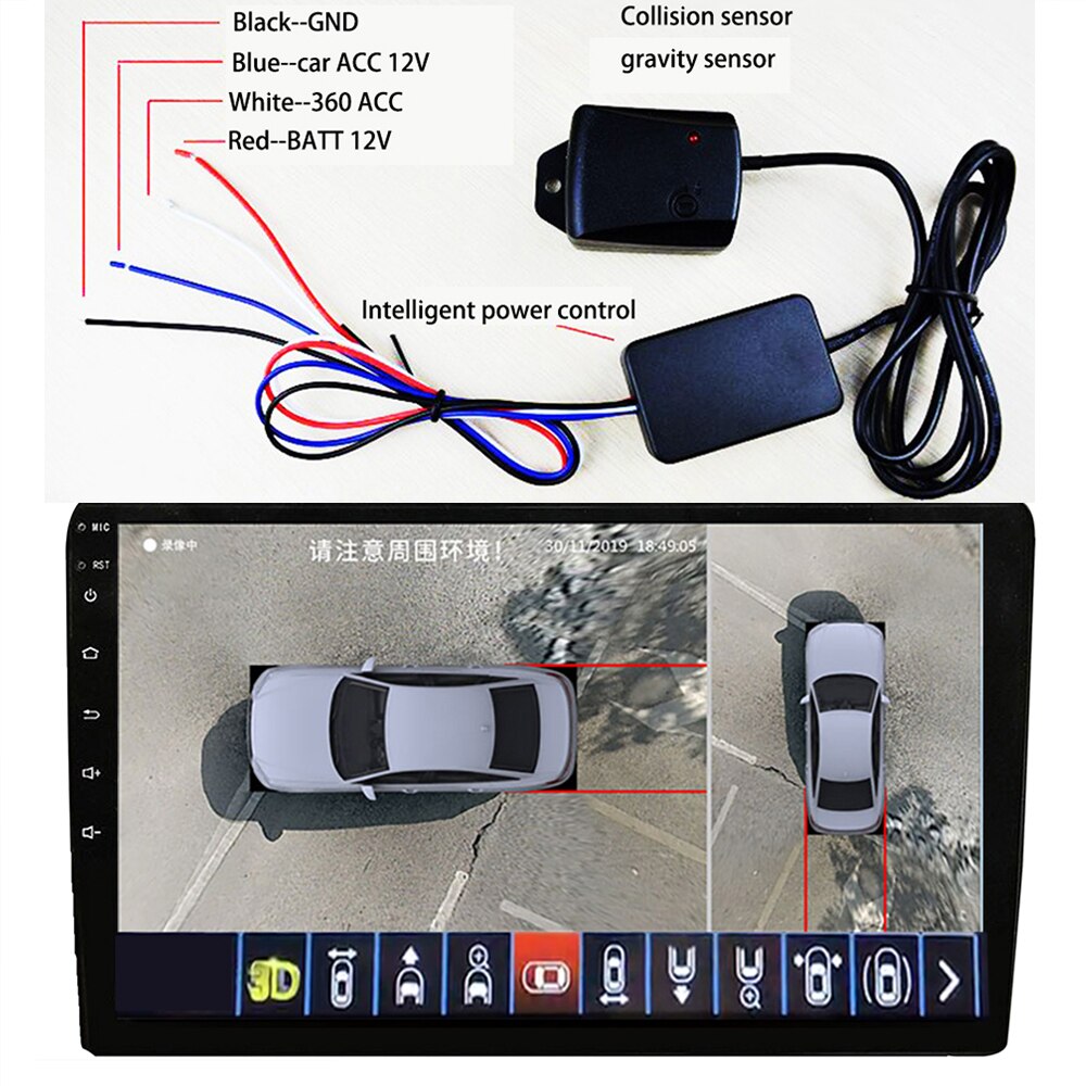 El sensor de gravedad panorámico 360 inicia la supervisión de estacionamiento y el sensor de gravedad de la grabadora de conducción inicia la grabación de vídeo de estacionamiento