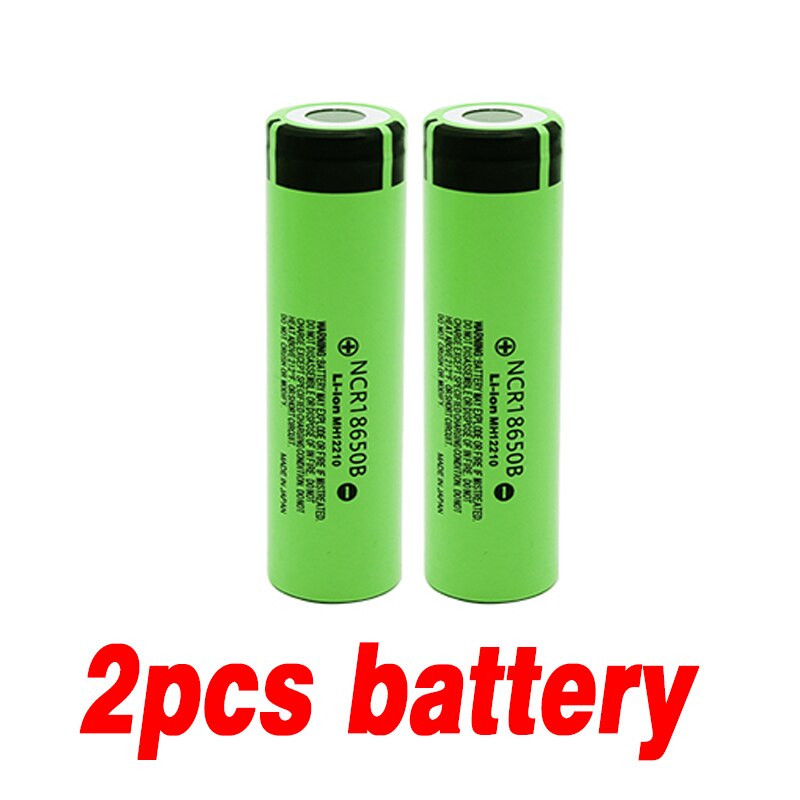 Original 18650 Rechargeable Batteries NCR18650B 3.7v 3400mah 18650 Lithium Replacement Battery for Flashlight batteries charger: 2pcs battery