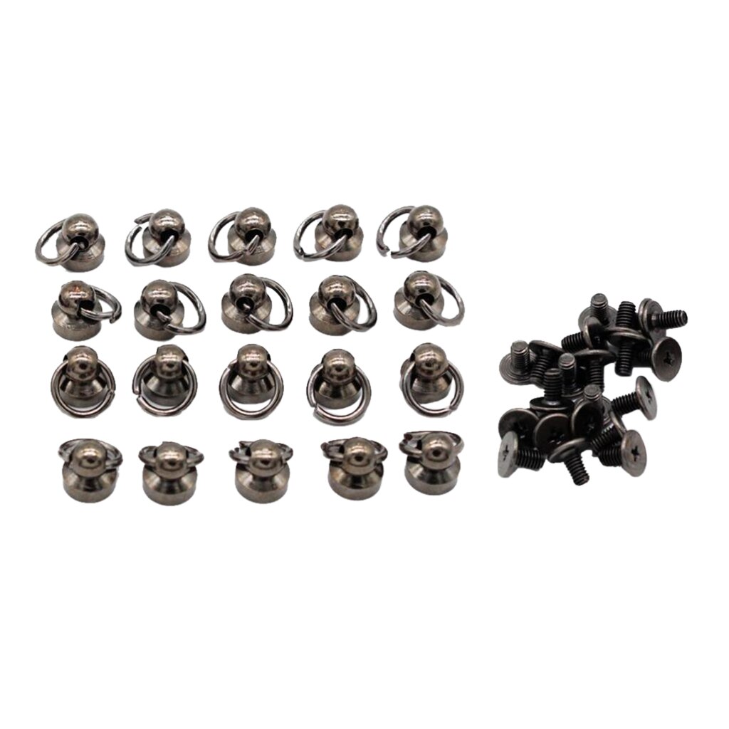 20pcs Brass Rivet Studs Screw Back Round Head O Ring Leather Craft Punk SpotS