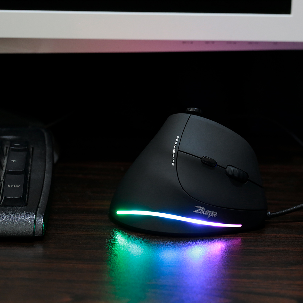 ZELOTES C-18 Vertical Gaming Mouse 10000 DPI Programmable 11 Buttons USB Wired RGB Optical Remote Mouse Gamer Mice For Laptop PC