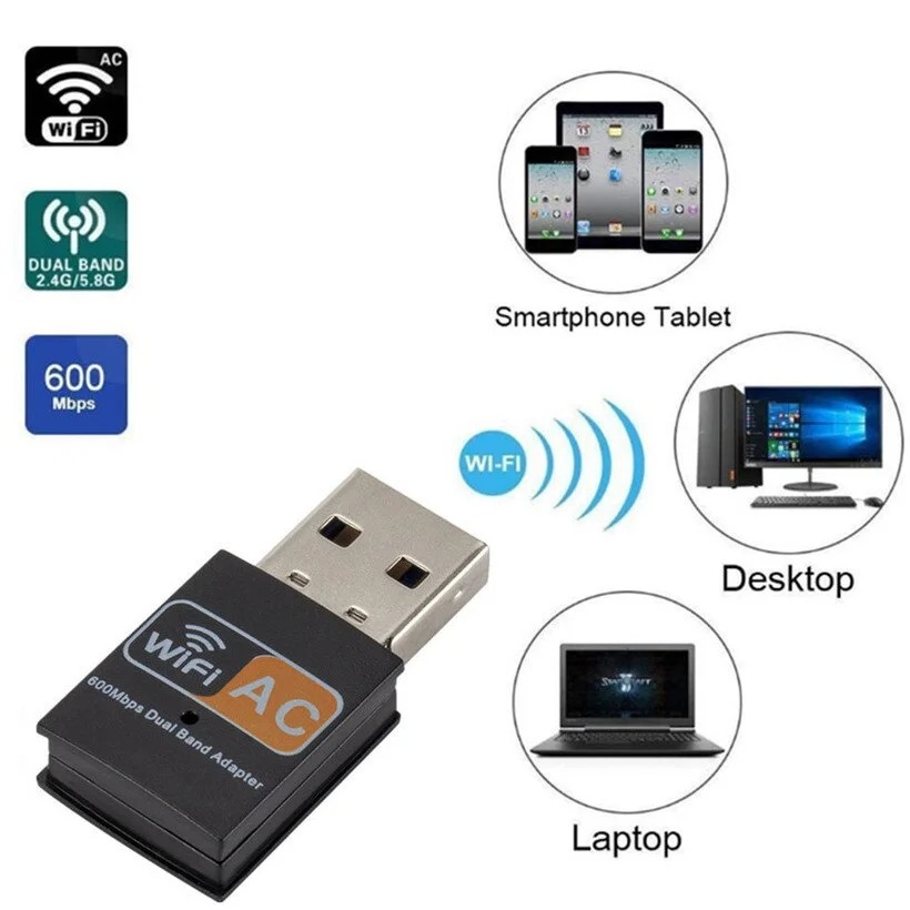 MnnWuu Wireless USB WiFi Adapter 600Mbps wi fi Dongle PC Network Card Dual Band wifi 5 Ghz Adapter Lan USB Ethernet Receiver