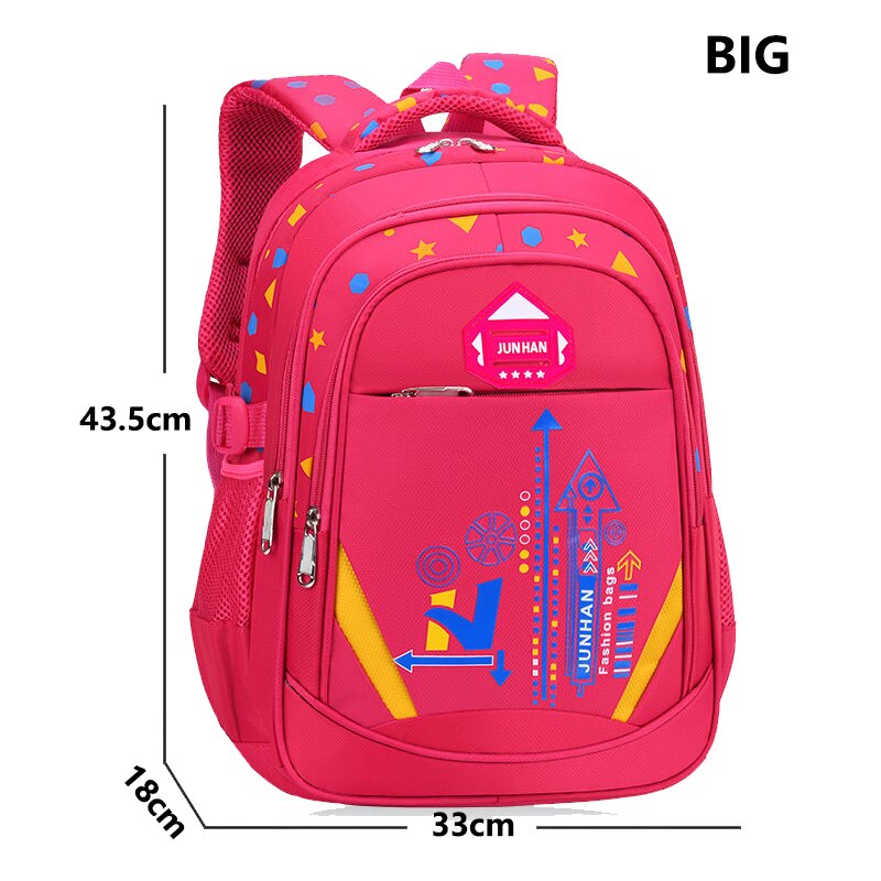 Los niños bolsas para la escuela de los niños mochila de Nylon impermeable Bookbags de gran capacidad niños mochila 6- 12 años: big red