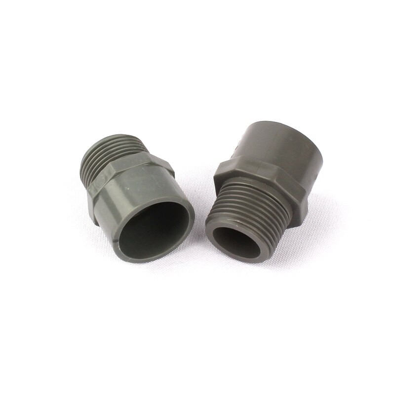 3pcs 1 Inch Male Thread to Inner Diameter 32mm PVC Straight Connector Grey Plastic Water Pipe Accessories