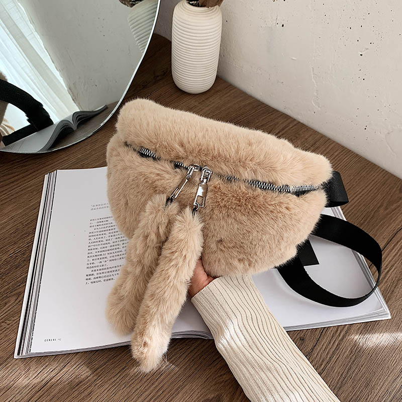 Trendige gürteltasche für damen, winter-samt-brusttasche, einfarbige schultertasche, bauchtasche, damen-outdoor-sportgürtel: Khaki-bauchtasche