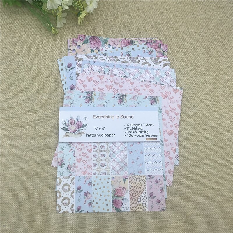 24 sheet 6"X6" Everything is sound the flower patterned paper Scrapbooking paper pack handmade craft paper craft Background pad