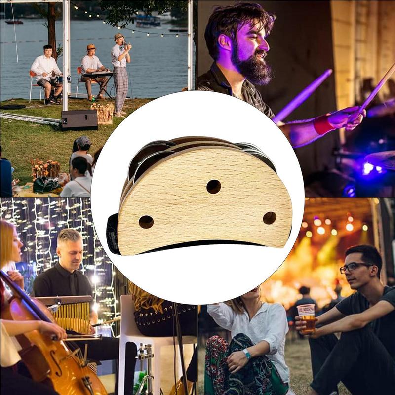 Feet Tambourine Wooden Small Foot Tapping Tambourine Metal Jingle Bell Foot Percussion Shakers Foot Drum Set For Guitar Drum