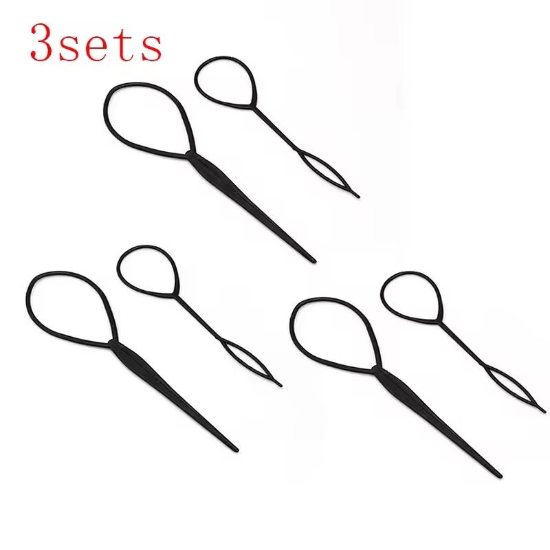 2 pçs/s et rabo de cavalo criador laço de plástico preto pônei topsy cauda clipe acessórios para o cabelo trança fabricante ferramenta estilo para mulheres meninas: Cáqui