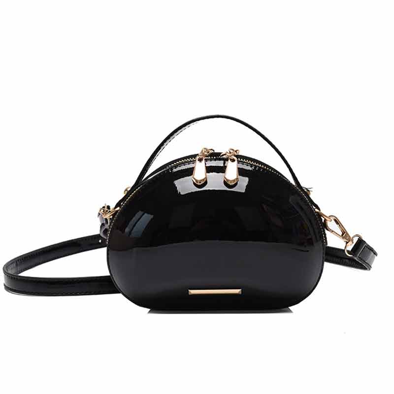 Bolso redondo de para mujer, bolso pequeño de Color caramelo para chica, bolso de hombro sólido, bolso bandolera para mujer joven, resistente al desgaste: Black