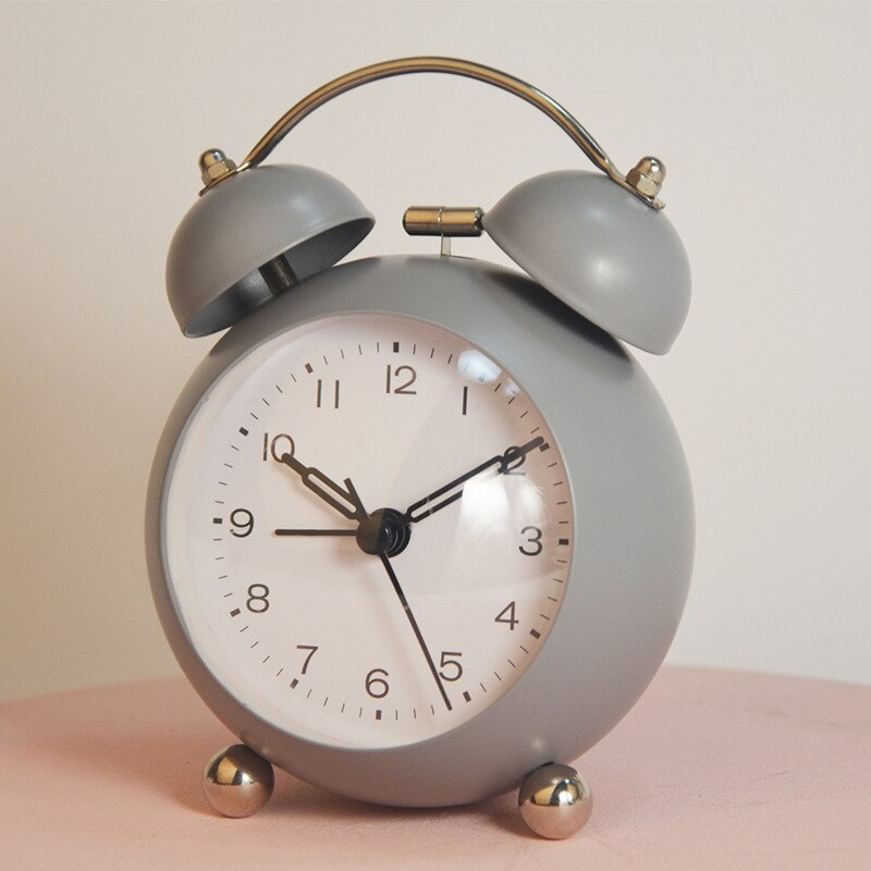 Mini Alarm Clock Electronic Round Number Double Clock Room Home Decoration Decoration Desk Table Cute And Durable: Japanese style gray