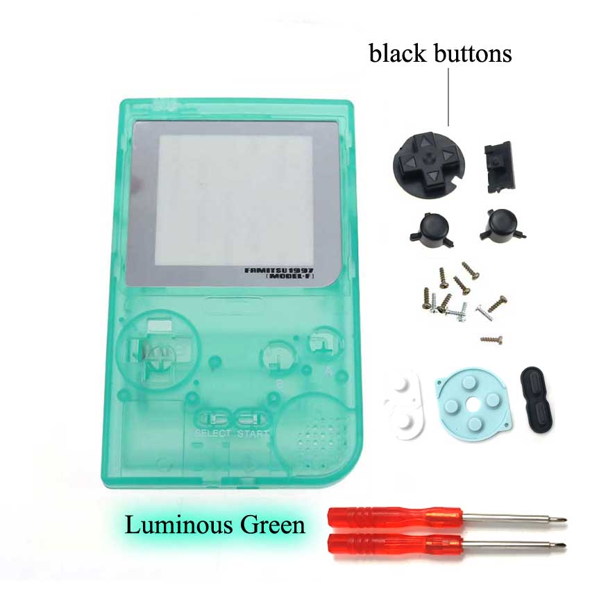 YuXi Clear Housing Shell Cover Replacement For Nintendo Gameboy Pocket Game Console For GBP Housing Case with screwdriver tools: Luminous Green