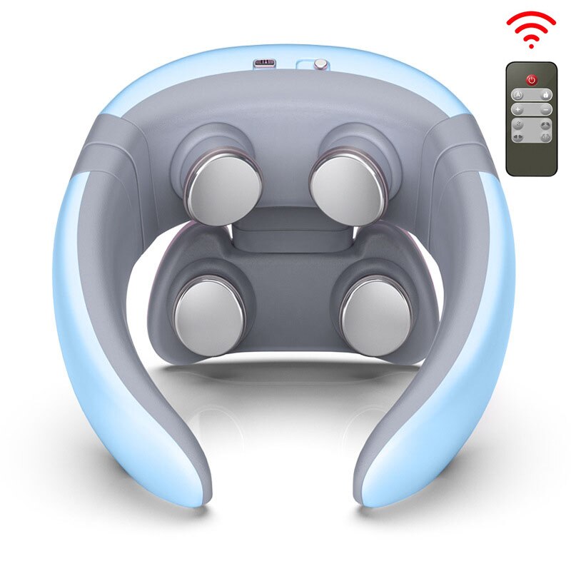 Masajeador de cuello eléctrico inteligente 4D, 6 modos, Control de potencia de pulso para la espalda, masaje de cuello por infrarrojos, herramienta para alivio del dolor, cuidado de la salud: Blue A