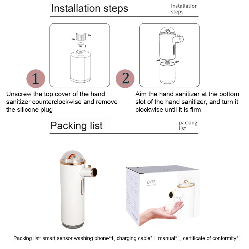 Automatische Foam Zeepdispenser D32 Regenboog Inductie Opladen Intelligente Wassen Mobiele Telefoon Home Improvement Accessoires Gereedschap