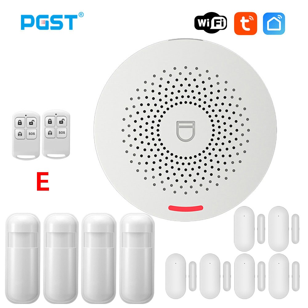 PGST – kit système d&#39;alarme de sécurité sans fil PW150, wi-fi, avec détecteur de mouvement, capteur de porte, application Tuya, contrôle pour maison intelligente