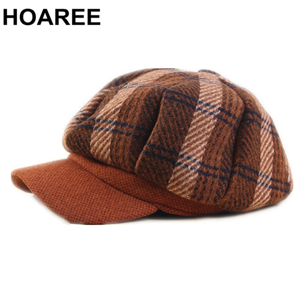 HOAREE, gorra para mujer, gorra de Tweed Gabby Baker Boy, gorra Vintage a cuadros, sombrero para mujer, beis, chicas, estilo británico, sombrero artístico, gorra plana de invierno