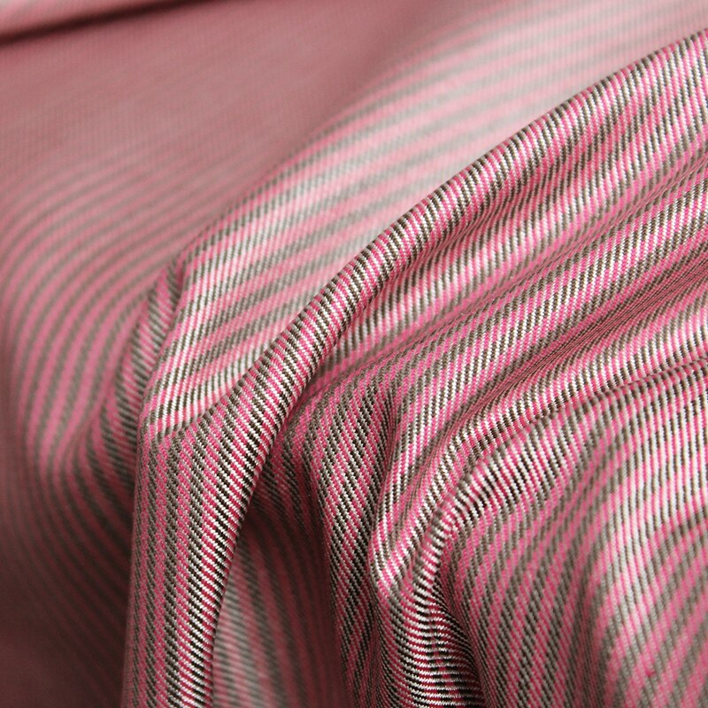 White Waxberry Japanese Pink Stripe Silk Worsted Wool Fabric Women Suits Pants Sewing DIY cloth Tailor Textile