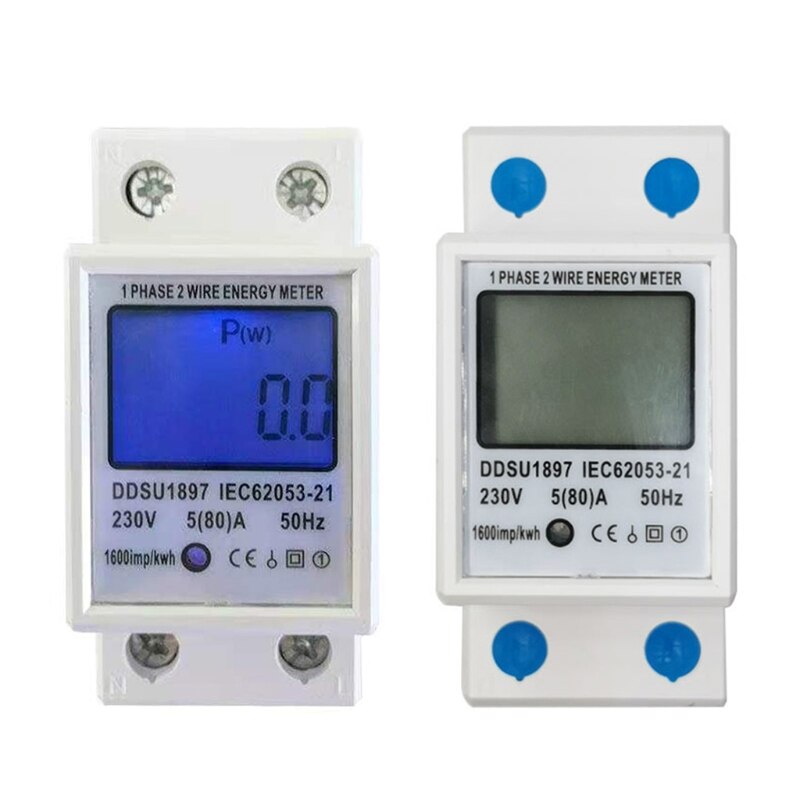 Din Rail Single Phase Energy Meter Reset Zero kWh Voltage Current Power Consumption Counter Electric Digital Wattmeter 230V 80A