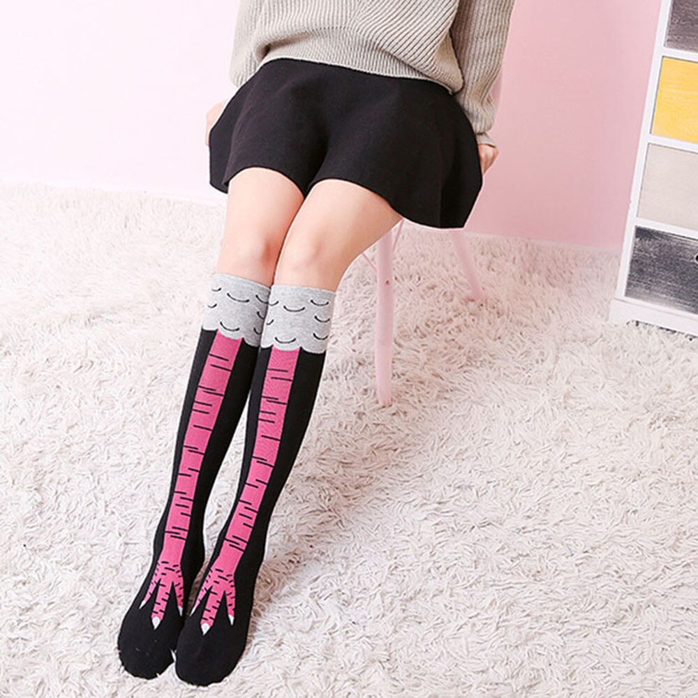 1 para 3 styl moda kreatywne kobiety kurczak skarpetki kurczak drukuj palec u nogi kobiety 3D kreskówka kurczak palec u nogi stopy skarpetki odzież sportowa: C1