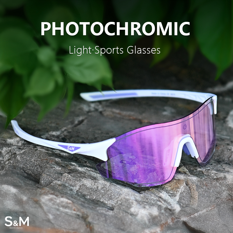 S&M Photochromic Glasses Marathon Sports Change Windproof Glasses Cycling Sunglasses Women's Bicycle Glasses UV400 Goggles