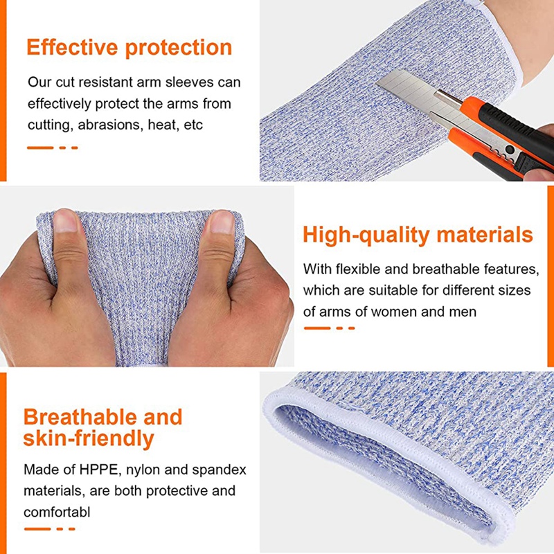 HFES 4 Pair Cut And Burn Resistant Sleeves Arm Protection Sleeves Forearm Protectors For Thin Skin And Bruising